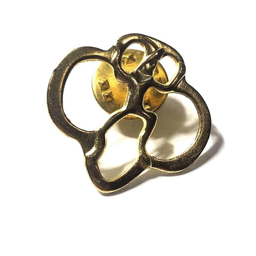 Girl Scouts Enamel Pin Clover Brownie Uniform Gold Tone Trefoil 7/8"